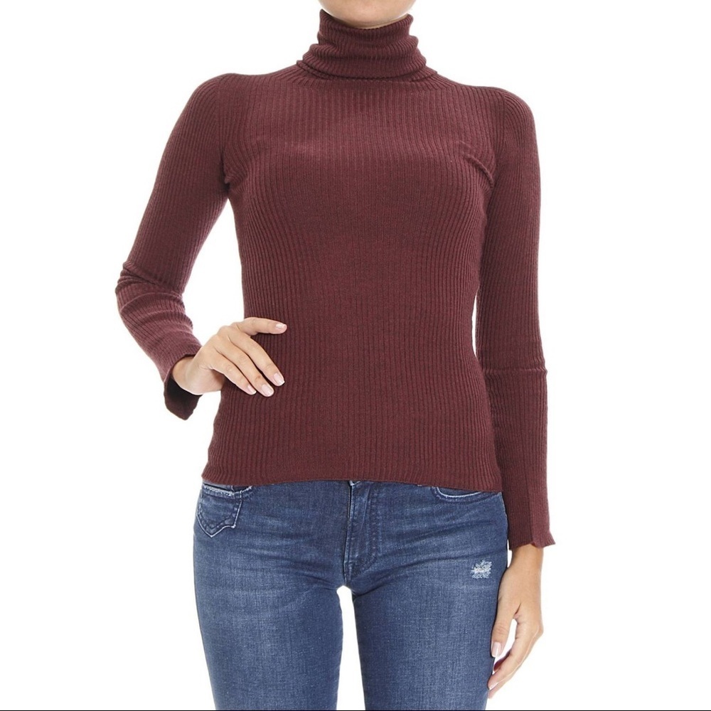 Pinko Burgundy Wool Cashmere Turtleneck Sweater (SW1)